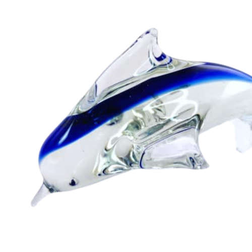 MID-CENTURY MURANO ART GLASS SWIMMING DOLPHIN FIGURINE
