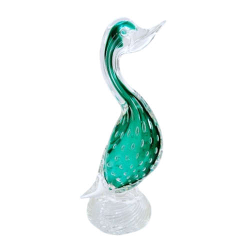 Murano Art Glass Large Green Bubble Duck Goose Bird