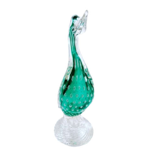Murano Art Glass Large Green Bubble Duck Goose Bird