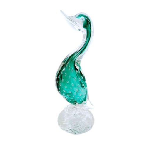 Murano Art Glass Large Green Bubble Duck Goose Bird