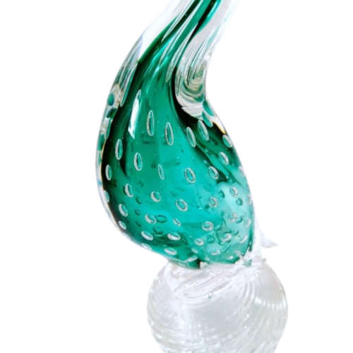 Murano Art Glass Large Green Bubble Duck Goose Bird