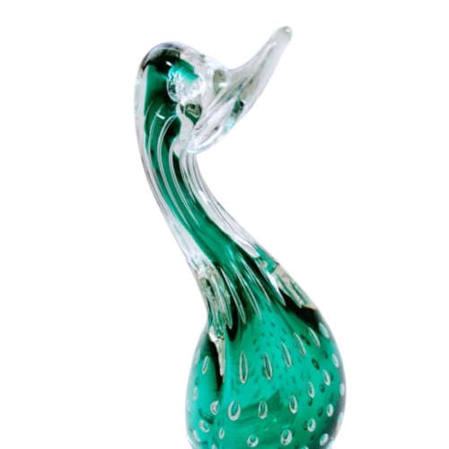 Murano Art Glass Large Green Bubble Duck Goose Bird