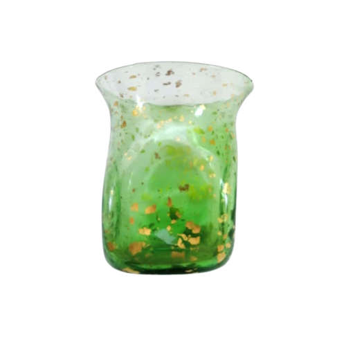 19th century enameled green glass milk jug,  small green and gilt glass posy vase