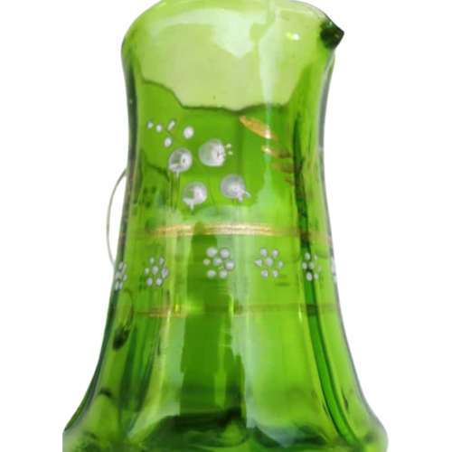 19th century enameled green glass milk jug,  small green and gilt glass posy vase