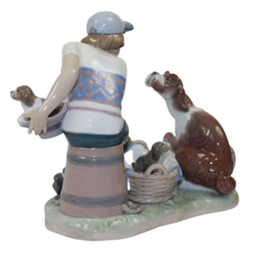 Lladro - This One`s Mine 5376 Figurine  Boy With Dog And Puppies