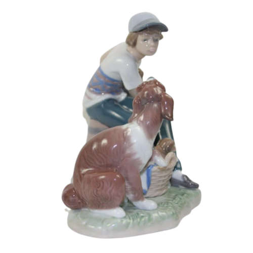 Lladro - This One`s Mine 5376 Figurine  Boy With Dog And Puppies