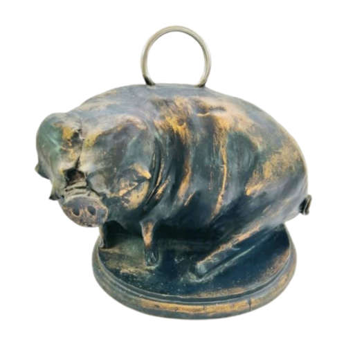 Heavy Bronze Look Pig Doorstop,