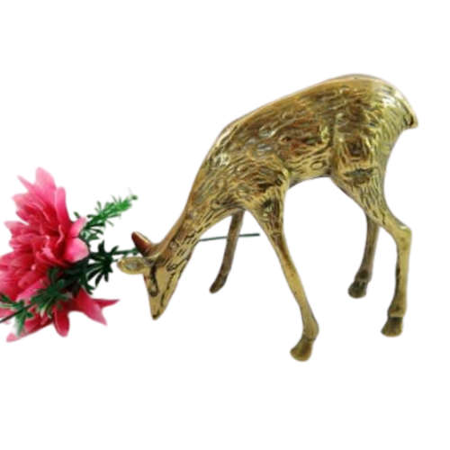 Standing Deer Doe Fawn Vintage Brass Ornament
