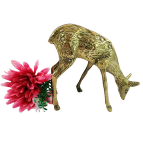 Standing Deer Doe Fawn Vintage Brass Ornament