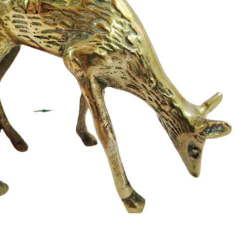 Standing Deer Doe Fawn Vintage Brass Ornament