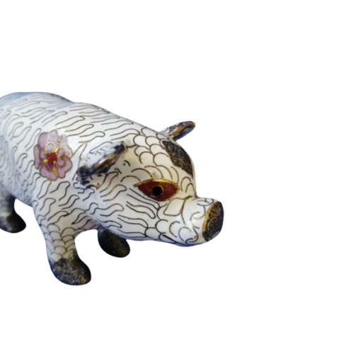Stunning Vintage Cloisonne Pig Figure