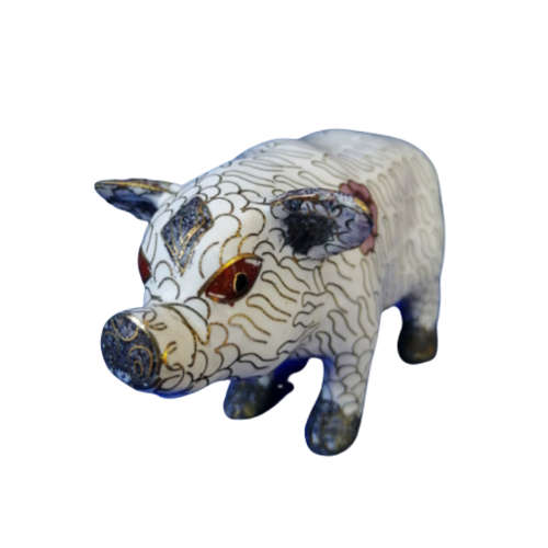 Stunning Vintage Cloisonne Pig Figure