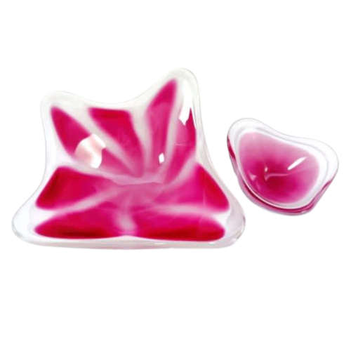 Pair Of Signed Engraved 1956 Paul Kedelv, Swedish Cranberry Colored Art Glass Bowls