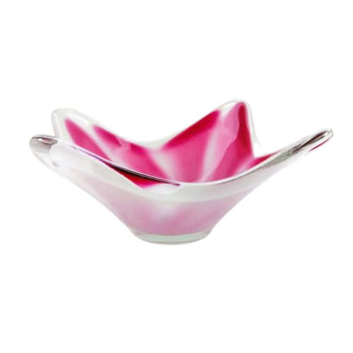 Pair Of Signed Engraved 1956 Paul Kedelv, Swedish Cranberry Colored Art Glass Bowls