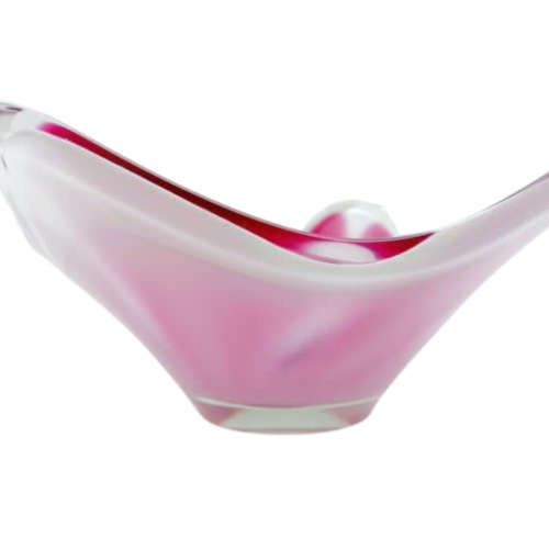 Pair Of Signed Engraved 1956 Paul Kedelv, Swedish Cranberry Colored Art Glass Bowls