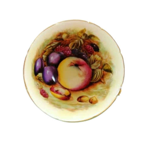 Aynsley Hand Painted Green Orchard Fruit Cup and Saucer . Signed D. Jones.