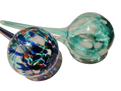 Vintage Hand Blown Glass Plant Watering Globe - Blue / White / Green / Orange