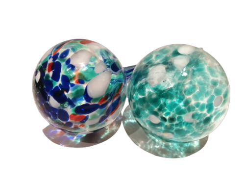 Vintage Hand Blown Glass Plant Watering Globe - Blue / White / Green / Orange