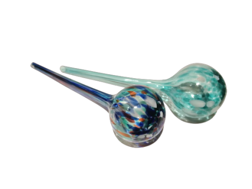 Vintage Hand Blown Glass Plant Watering Globe - Blue / White / Green / Orange