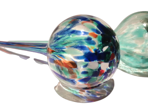 Vintage Hand Blown Glass Plant Watering Globe - Blue / White / Green / Orange