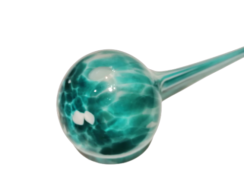 Vintage Hand Blown Glass Plant Watering Globe - White / Green