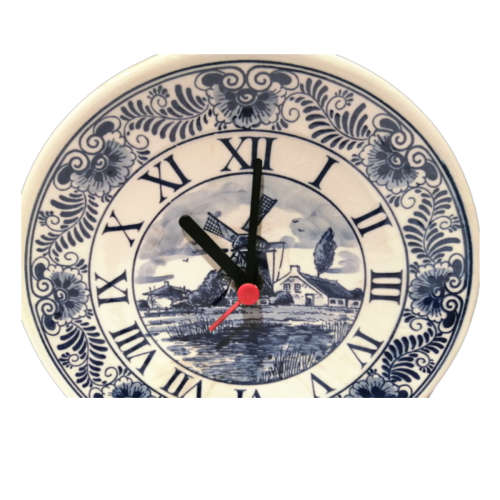 Delft Blauw wall clock hand made in Holland
