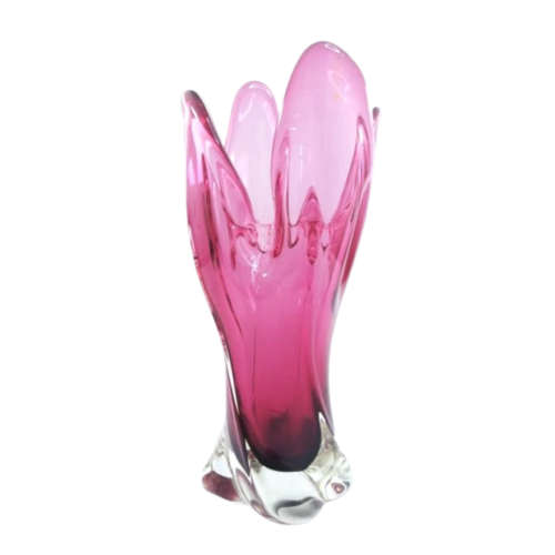 Murano Stunning Pink  heavy tall vase