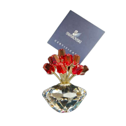 Swarovski Crystal Vase Of 12 Red Roses 15th SCS Anniversary Gabriele Stamey
