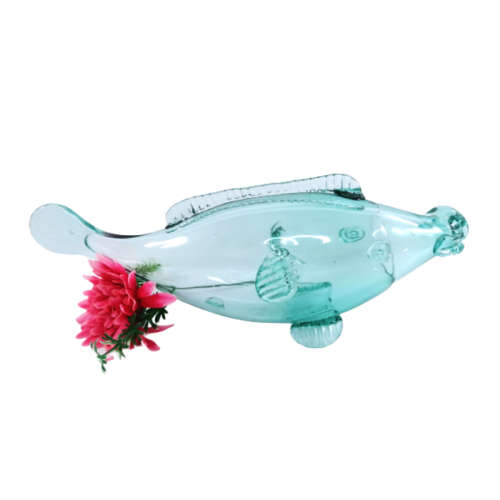 Large Blue Blown Glass Koi Fish