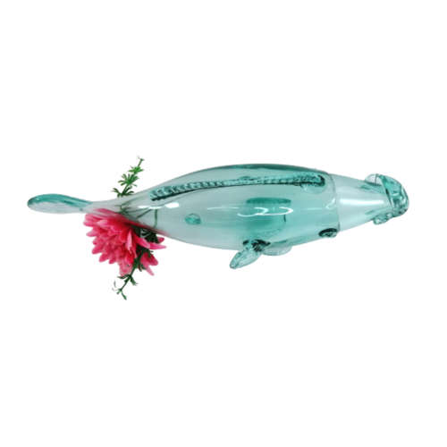 Large Blue Blown Glass Koi Fish