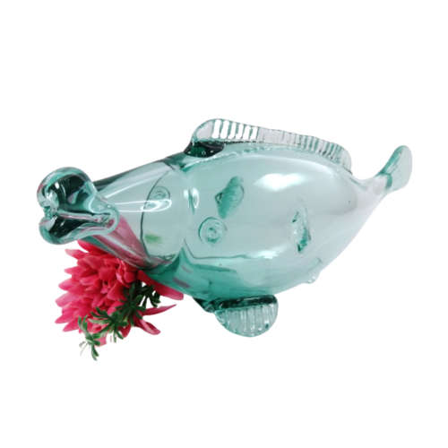 Large Blue Blown Glass Koi Fish