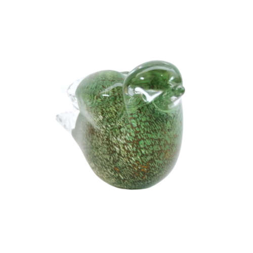Murano Green and Gold Specks Glass Dove Bird paperweight