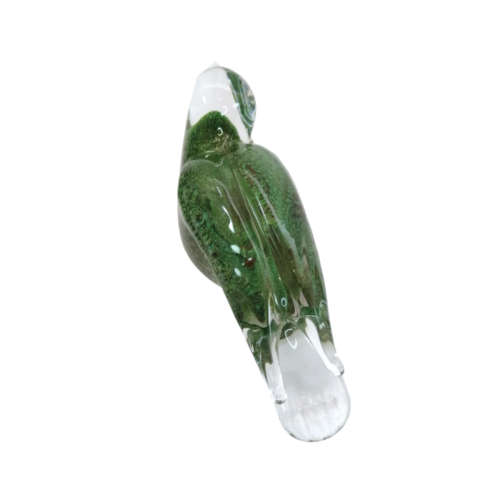Murano Green and Gold Specks Glass Dove Bird paperweight