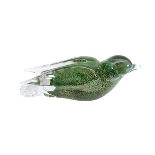Murano Green and Gold Specks Glass Dove Bird paperweight