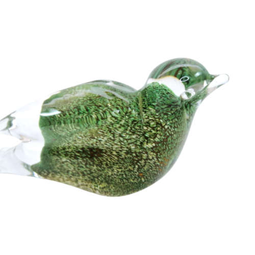 Murano Green and Gold Specks Glass Dove Bird paperweight