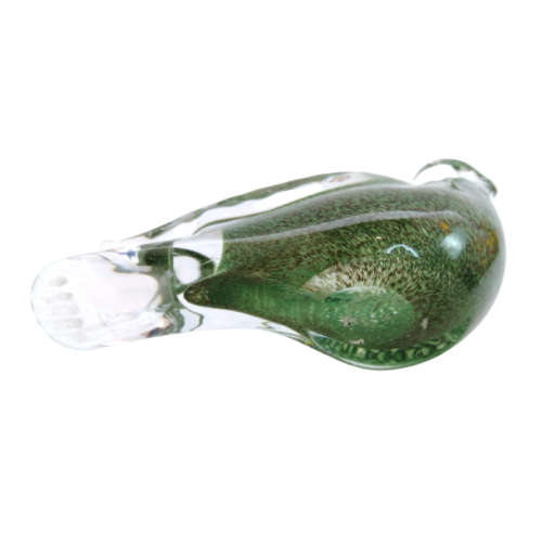 Murano Green and Gold Specks Glass Dove Bird paperweight