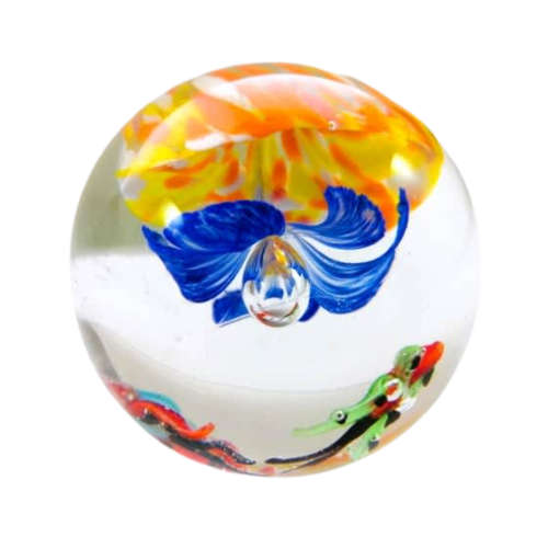 Beautiful Art Glass Butterfly and Flower Paperweight Handcrafted - 1