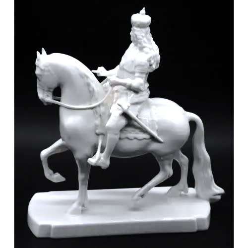 Rosenthal Blanc De Chine Equestrian Vintage Horse and Noble Man Statue