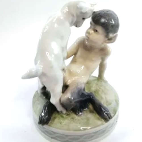 Royal Copenhagen Figurine Of A Faun Playing With A Goat, Model No. 498