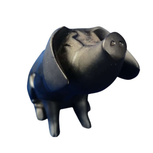 Large Solid Black Slate Pig