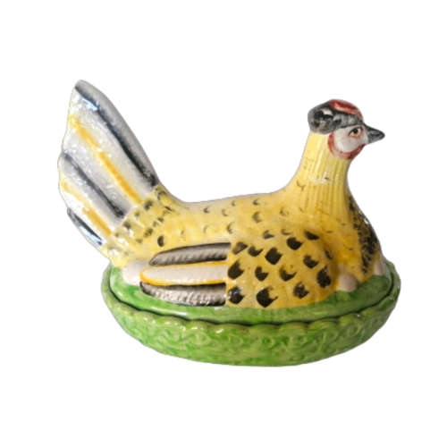 Staffordshire Pottery Hen Chicken On Nest Egg Tureen And Cover Antique C 1870 Rare
