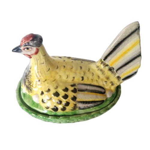 Staffordshire Pottery Hen Chicken On Nest Egg Tureen And Cover Antique C 1870 Rare
