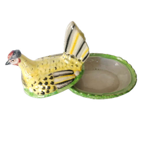 Staffordshire Pottery Hen Chicken On Nest Egg Tureen And Cover Antique C 1870 Rare