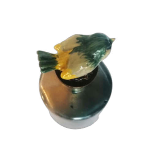 Vintage Glass Bottle With Enamel Bird Bottle Stopper