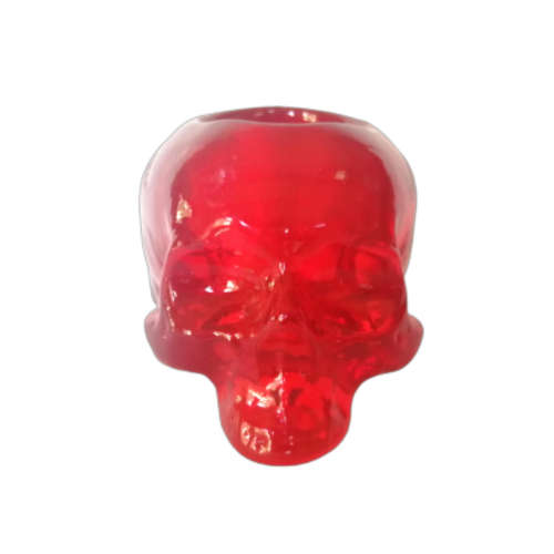 Kosta Boda Still Life Red Glass Skull by Ludvic Lofgren Tea Light Candle Holder