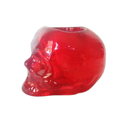 Kosta Boda Still Life Red Glass Skull by Ludvic Lofgren Tea Light Candle Holder