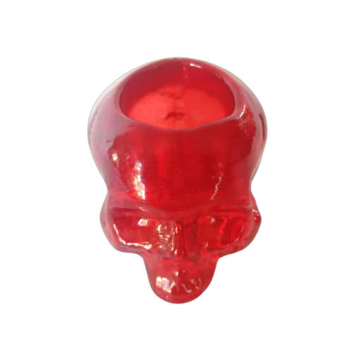 Kosta Boda Still Life Red Glass Skull by Ludvic Lofgren Tea Light Candle Holder