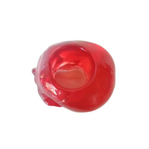 Kosta Boda Still Life Red Glass Skull by Ludvic Lofgren Tea Light Candle Holder