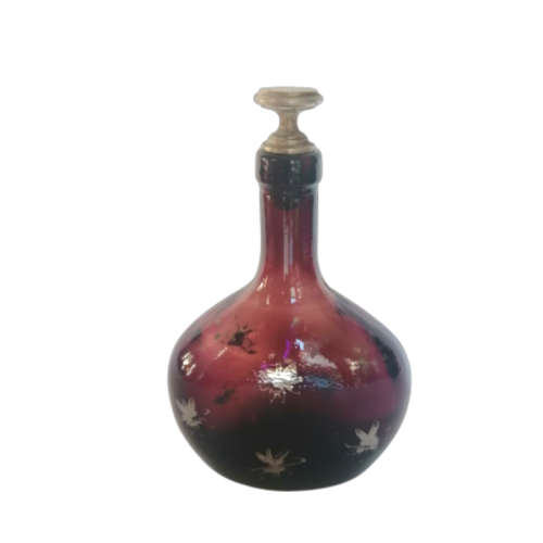 Vintage Burgundy Bottle with Brass Stopper