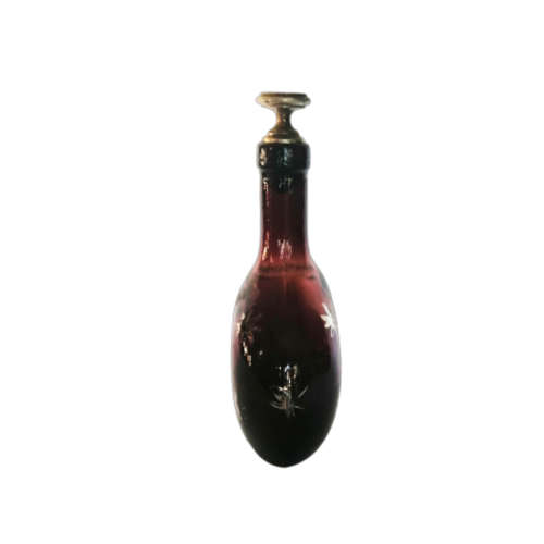 Vintage Burgundy Bottle with Brass Stopper